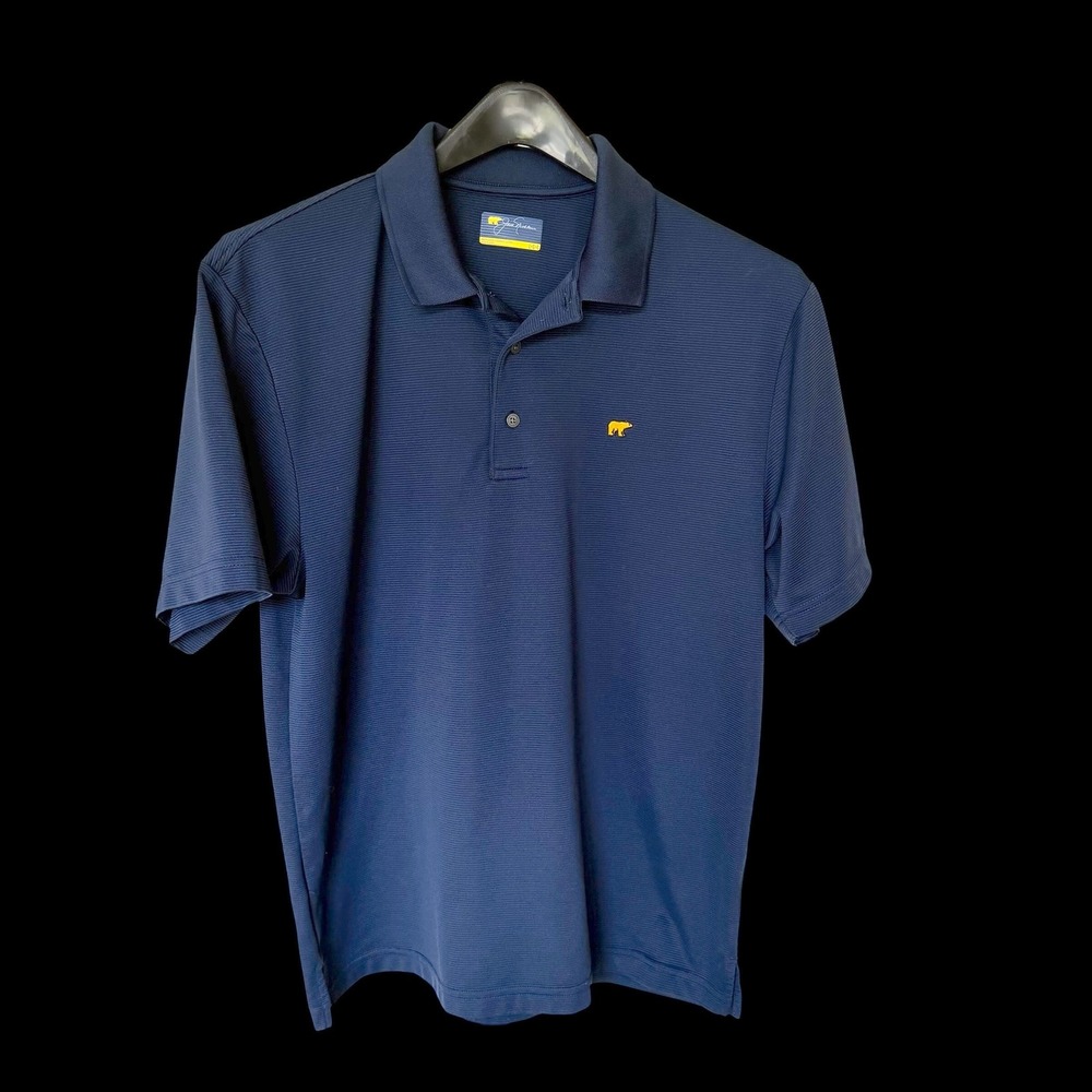 Jack Nicklaus Golden Bear Navy Blue Ribbed Golf Polo Shirt Mens Large L